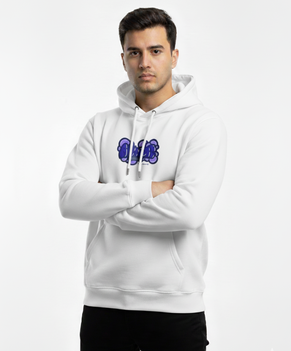 White Hoodie with Purple Graphic design - Limited Edition
